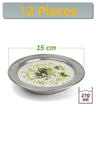 Binbir Trend 15 cm Chrome-Plated Steel Cacık and Soup Bowl, 270 ml | Bowl for...