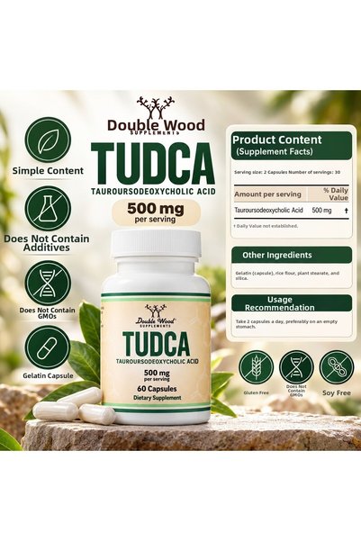 Double Wood Supplements تودكا بيل سالت تاورورسوديوكسيكوليك 250 ملغ 60 كبسولة