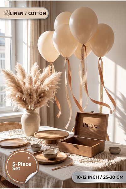 Partixa Set of 5 Linen-Colored Premium Latex Balloons - 10-12 Inches (25-30 c...