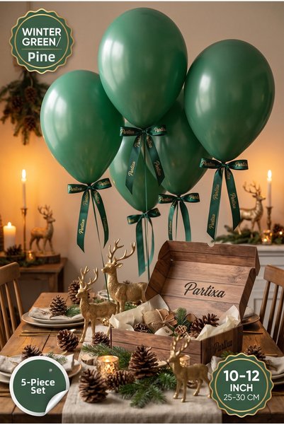 Partixa Set of 5 Pine Green (Winter Green) Premium Latex Balloons - 10-12 Inc...