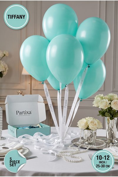 Partixa مجموعة من 5 بالونات لاتكس فاخرة باللون الأزرق الفاتح - مقاس 10-12 بوص...