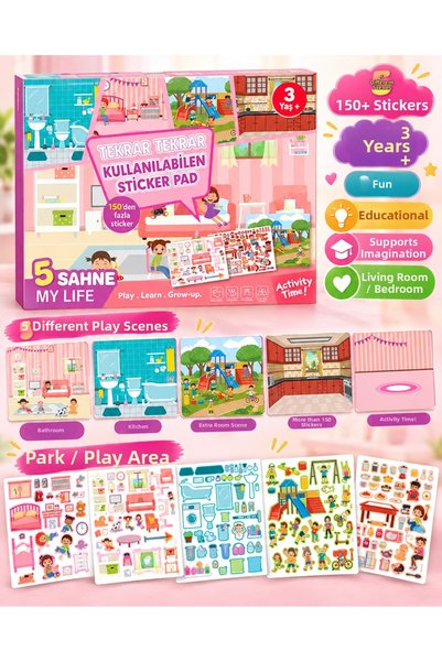 The Monarch Co Reusable "My Life" Sticker Book: 150+ Stickers, 5 Play Scenes,...