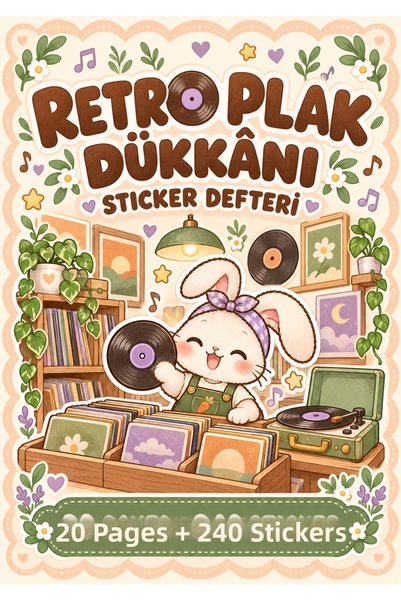 Rana İkra Art Retro Record Store Sticker Book (20 pages, 240 stickers)