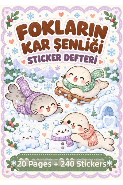 Rana İkra Art Seals' Snow Festival Sticker Book (20 pages, 240 stickers)