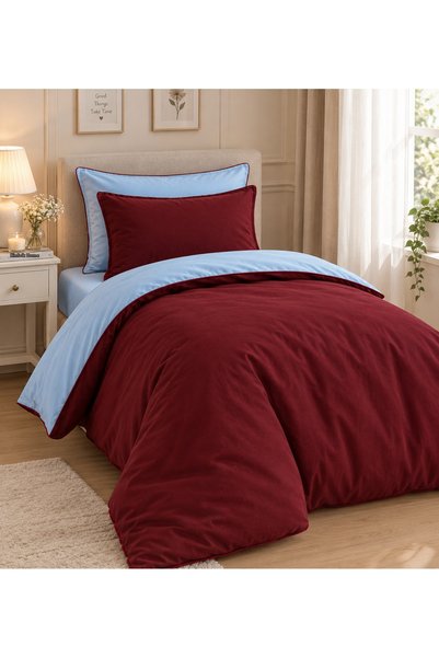calinahome طقم ملاءات سرير مزدوج الوجه باللونين الأحمر والأزرق، مقاس فردي (10...