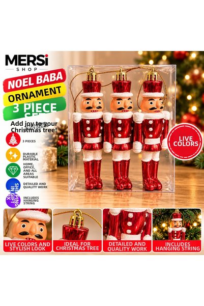 Mersi SHOP مجموعة زينة شجرة عيد الميلاد المكونة من 3 قطع، بتصميم سانتا كلوز، ...