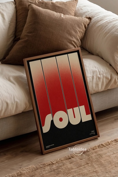 tablodea Retro Soul Music Art Print – Premium Print in a Natural Wood Frame, ...