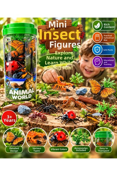 TRUST STORE Mini Insect and Animal Figure Set in a Cylinder Box – Educational...