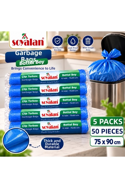 Soyalan Battal Boy Trash Bags, 5-Pack – 50 Count – 75 × 90 cm
