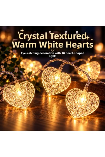 Coverzone Ghirlandă luminoasă cu LED-uri galbene și 10 figurine de cristal, 3...