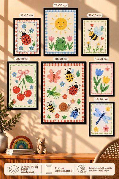 UNT 7-Piece Frame-Looking Modern Painting Set |   Retro & Pop Art - Children'...