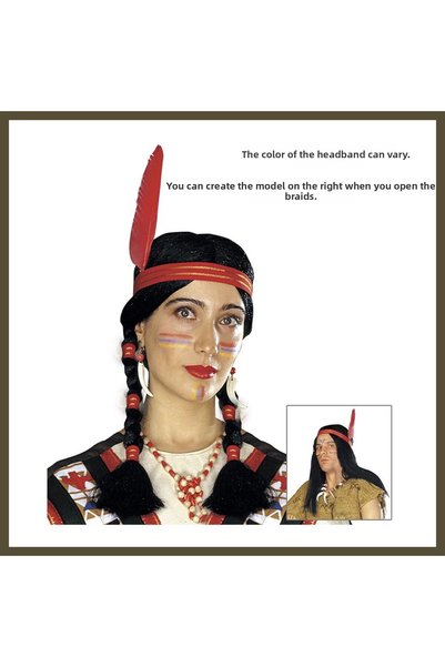 northcity n Fuzzy Braided Indian Wig, Native American Wig BX