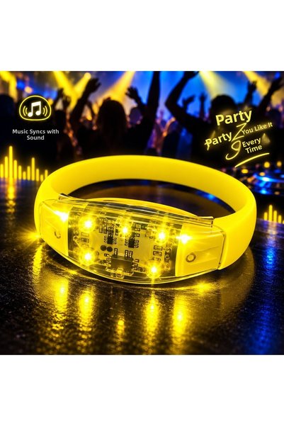ForWhat Yellow Voice-Activated LED Light-Up Wristband for Office and Home Per...