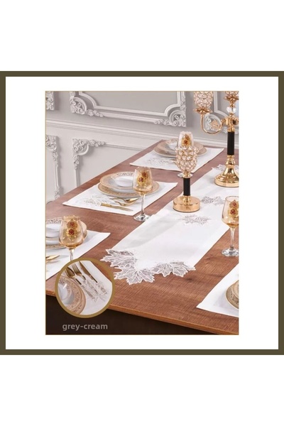 northcity n Çınar Keten Dinnerware Set, 6-Person, 7-Piece, Cream-Colored Plac...