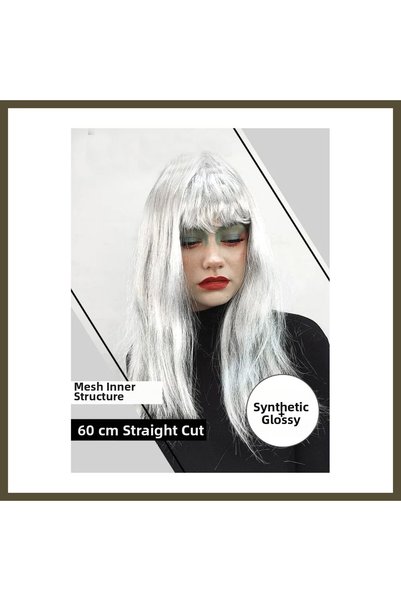 northcity n Platinum Gray Silver Long Party Wig, Long Clip-In Wig BX