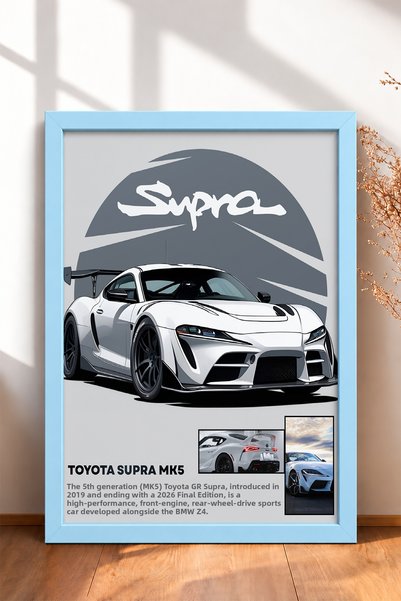 HOMEPACK White Wide-Frame Japanese Sports Car Framed Art Print / Car Poster f...