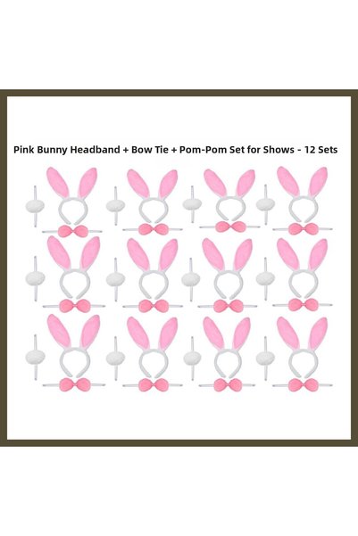 northcity n Pink Bunny Costume Set – Crown, Bow Tie, Pom-Pom (Pack of 12) BX