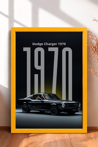 HOMEPACK Black Classic American Muscle Car Framed Art Print Car Poster for Ga...