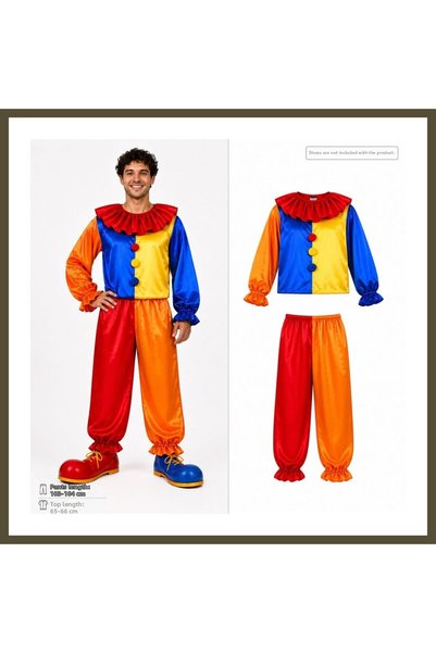 northcity n Shiny Satin Colored Adult Clown Costume, 2-Piece Set (Top and Bot...