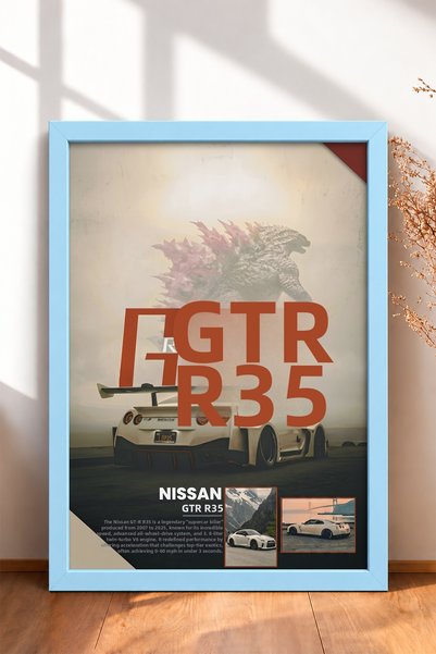HOMEPACK Framed Painting of a White Japanese Sports Car on a Foggy Shore—Car ...