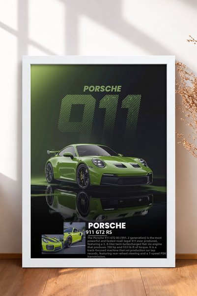 HOMEPACK Pistachio Green German Race Car Framed Art Print Car Poster for Gara...