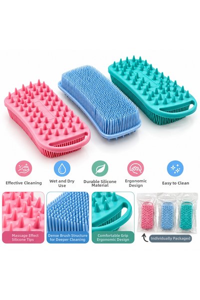 INURA GLOBAL Silicone Bath Sponge and Hair Massage Shower Brush 2-in-1 Vm-155