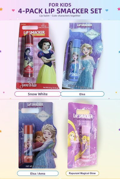 Lip Smacker مجموعة ديزني المكونة من 4 أنواع من كريمات الشفاه للأطفال، 16 جرام...