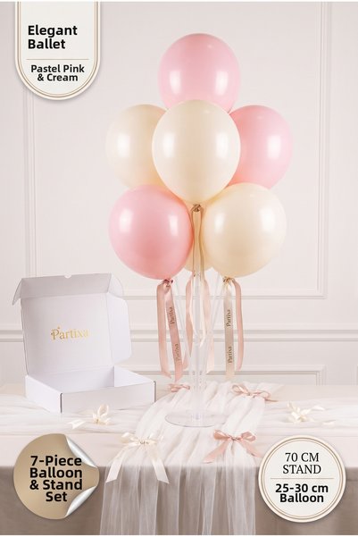 Partixa Ballerina-Themed Balloon Display Set: 70 cm Table Stand, 7 Latex Ball...