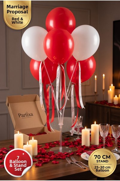 Partixa Romantic Balloon Stand Set for Marriage Proposals: 70 cm Table Stand,...