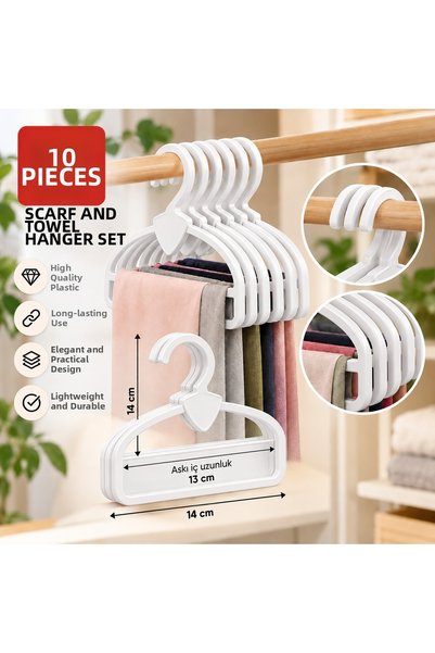 meerkat 10-Piece Plastic Scarf and Shawl Hanger Set, Multi-Purpose Hanger, He...
