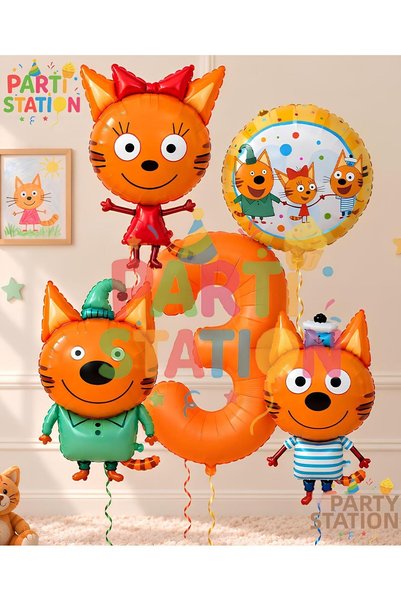 Parti Station Ki̇d-E-Cats Concept - Age-Appropriate Foil Balloon Set, 5 Piece...
