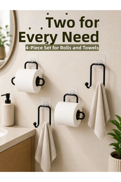 ucuzteknom Adhesive Bathroom Organization Set 2 Roll Holders 2 Towel Hangers ...