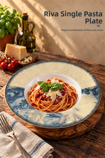 Heda Porselen Riva Single Porcelain Bowl, Pasta Plate, Risotto and Salad Serv...