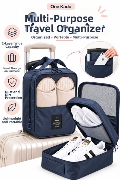 ONE KADO Multi-Purpose 2-Tier Travel Organizer Shoe Bag Suitcase Organizer