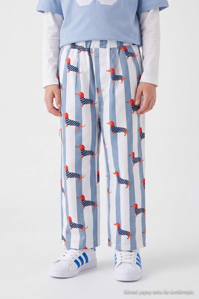 TRENDYOLKIDS Ecru-Jeanshose für Jungen mit Ballonmuster, Streifen und Taschen...