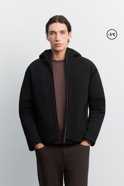 Avva Men's Black Hooded Collar Lightweight Comfort Fit Coat Resistant to -5 D...