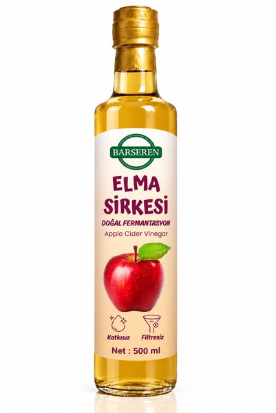Barseren Elma Sirkesi 500 ml Doğal Fermantasyon Filtresiz Katkısız Cam Şişe