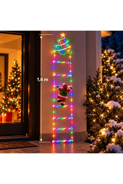 EGROSS Instalație luminoasă decorativă LED pentru scări cu Moș Crăciun și ren...