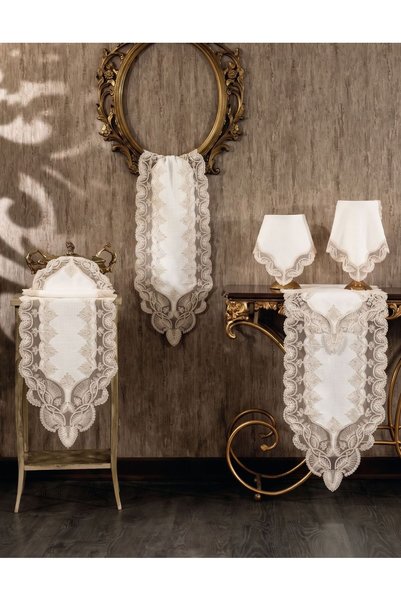 GOLDROOM Fransız Dantelli Salon Takımı 5 Parça