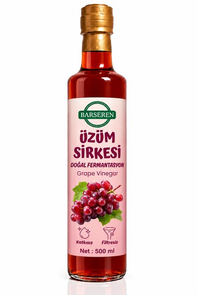 Barseren Üzüm Sirkesi 500 ml Doğal Fermantasyon Filtresiz Katkısız Cam Şişe