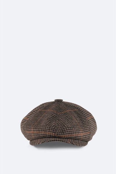 Avva Men's Brown Wool Blend Plaid Cap Hat A52Y9204