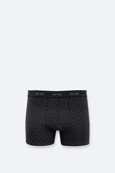 Avva Men's Black Patterned Cotton Single Boxer A52Y9514