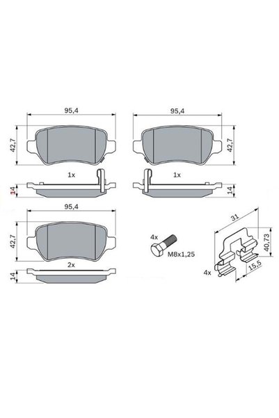 Bosch Disk Balata Opel Astra G-H, Corsa C, Meriva, Combo, Zafira B, Hyundai İ...
