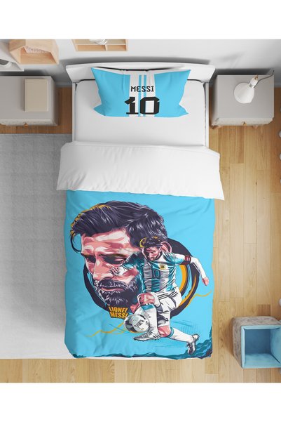 Home Messi 3D Digital Printed Football Single Youth Boys Bedding Set Without ...