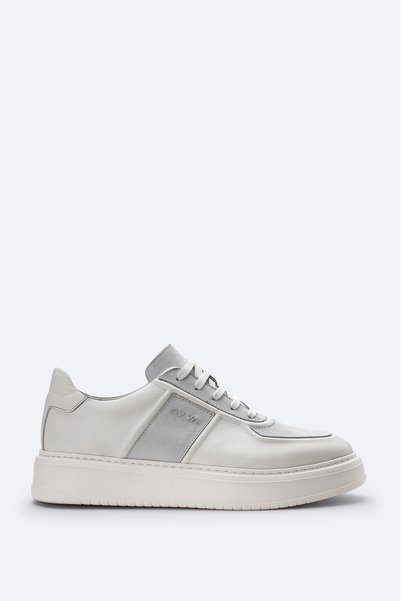 Avva Weiße Herren-Freizeitschuhe aus 100 % Leder mit flexibler Sohle und leic...