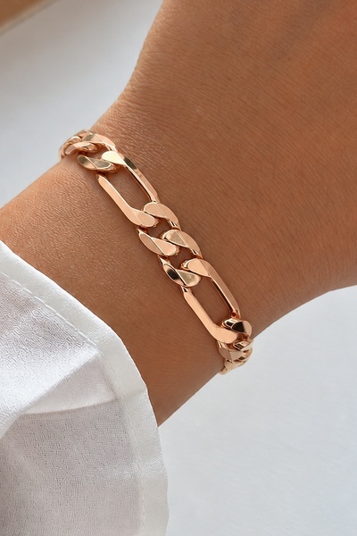 Leo'Stone Xuping Rose Gold Figaro Zincir Kadın Çelik Bileklik Kararmaz Renk A...