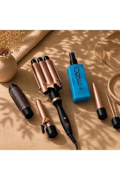 Feranchesco Professional 5 in 1 Hair Styler Curling Wand & Shine Hair Spray f...