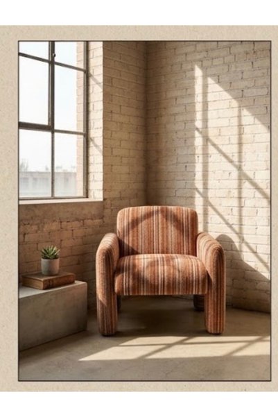 IN HOME STORE كرسي بيرجير مودرن بتصميم مخطط وألوان دافئة