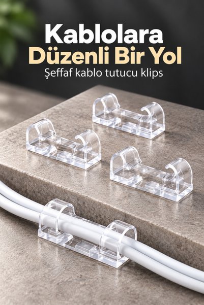 mucit home 40adet Kablo Düzenleyici Duvar Fayans Cam Kablo Tutucu Yapışkanlı Klips Kablo Sabitleme