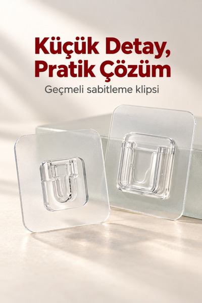 mucit home 2'li Set Geçmeli Klips Eşya Sabitleme Askısı Tablo Ayna Resim Sabitleme Aparatı